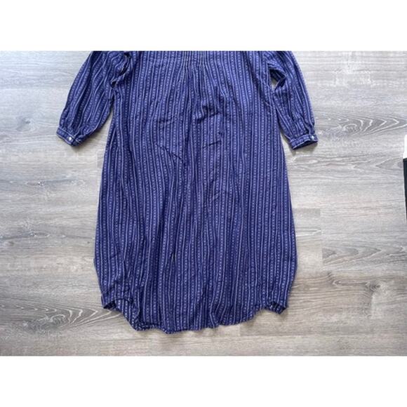 Vtg 90s LL BEAN Purple Striped Cotton Flannel Pajama Nightgown Sleepwear Sz L - Picture 7 of 8